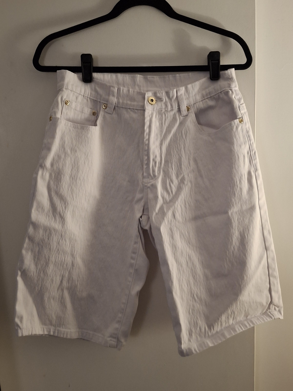 DG2 By Diane Gilman Women's White Jean Shorts with Gold Hardware